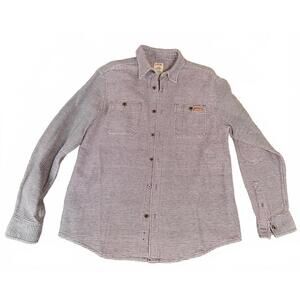 Dickies Men's Large Striped Cotton Button-Up Thick Shirt